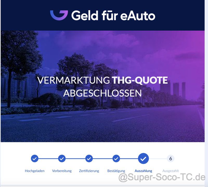 Geld für e-Auto Auszahlung der THG Quote